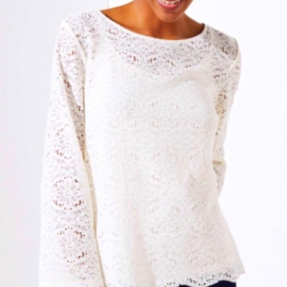 Loft Floral Lace Button Back Top
